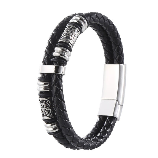 Double-Layer Viking Leather Bracelet