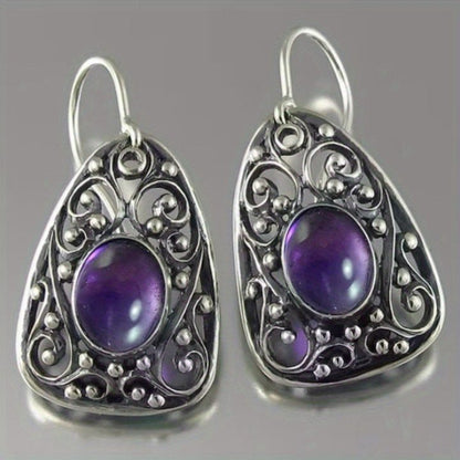Retro Round Zircon Earrings