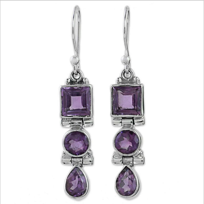 Retro Round Zircon Earrings