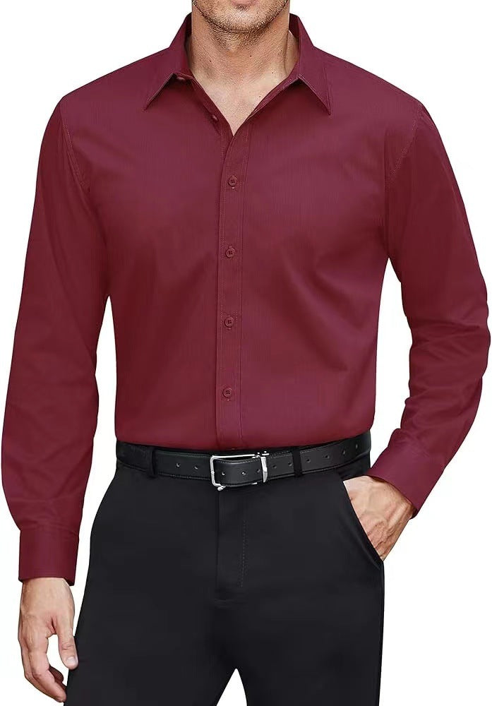 Men’s Solid Color Button-Up Shirt