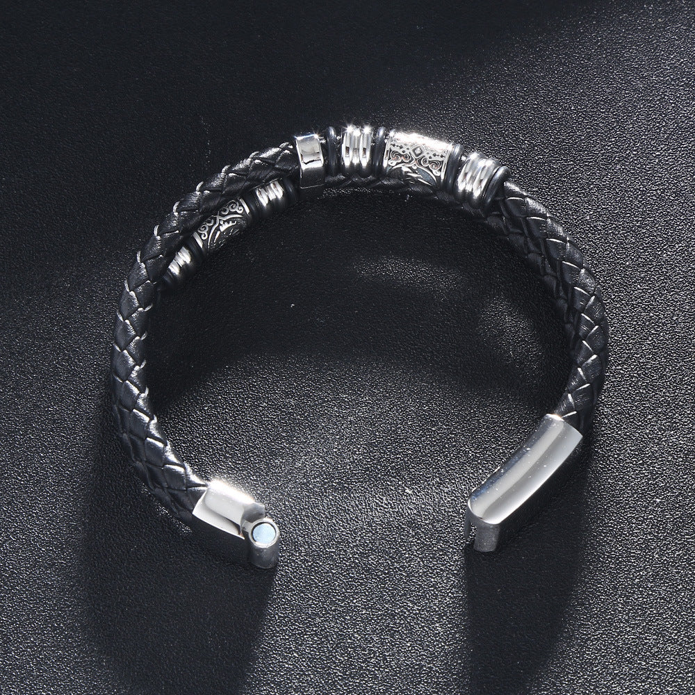 Double-Layer Viking Leather Bracelet