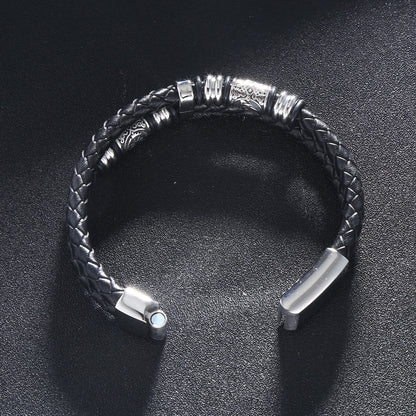 Double-Layer Viking Leather Bracelet