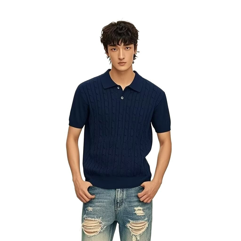 Men’s Linen-Textured Knit Polo Shirt