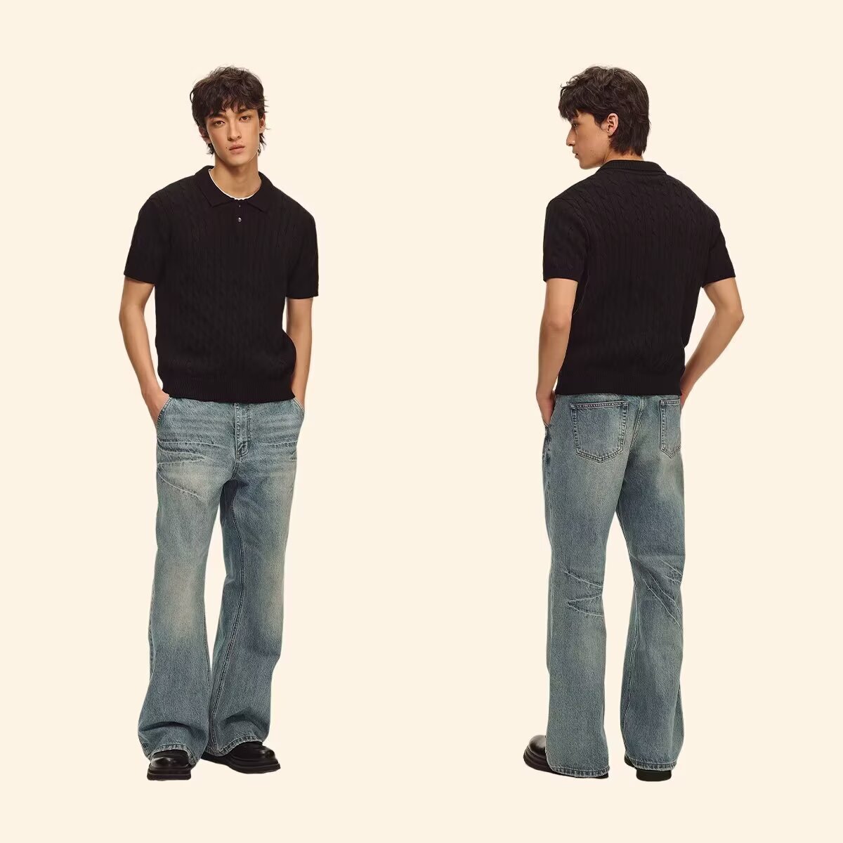 Men’s Linen-Textured Knit Polo Shirt