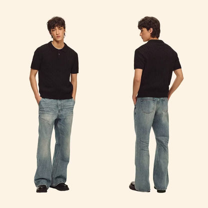 Men’s Linen-Textured Knit Polo Shirt