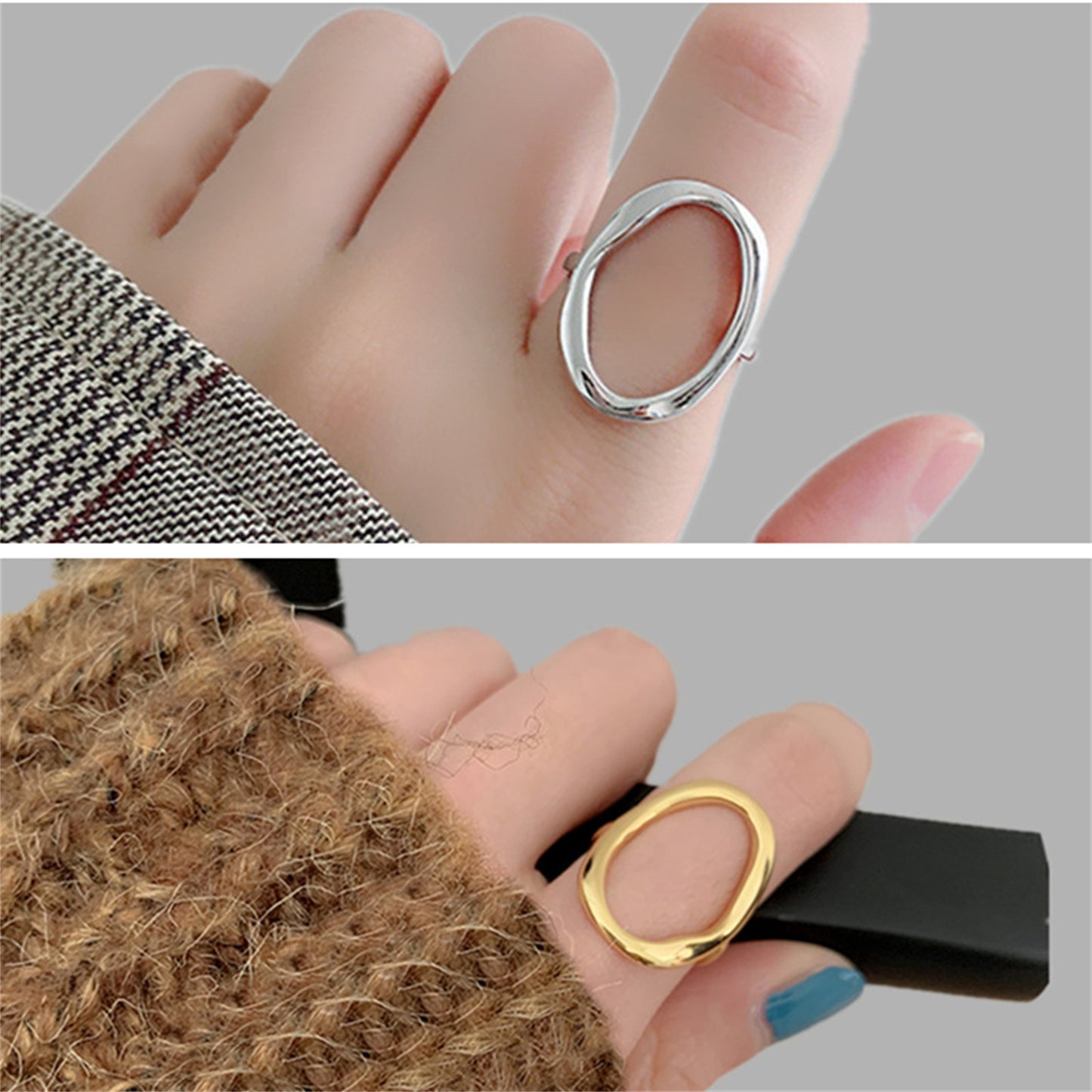 Irregular Hollow Adjustable Ring