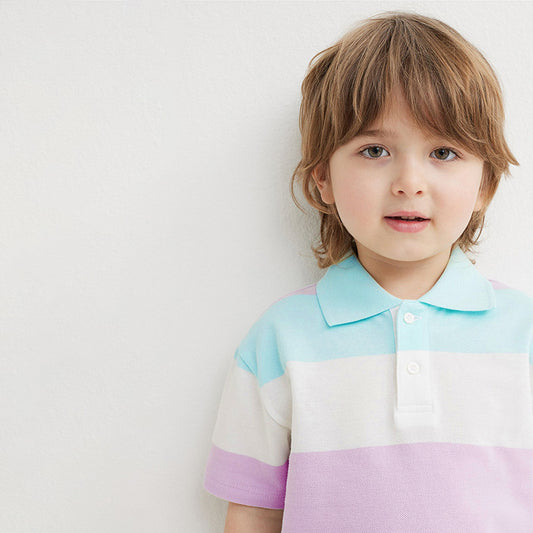 Boys Striped Short Sleeve Polo