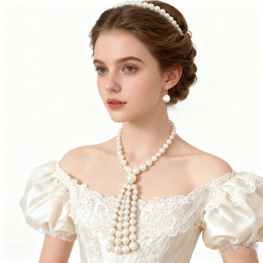 Elegant Pearl Sweater Chain Set