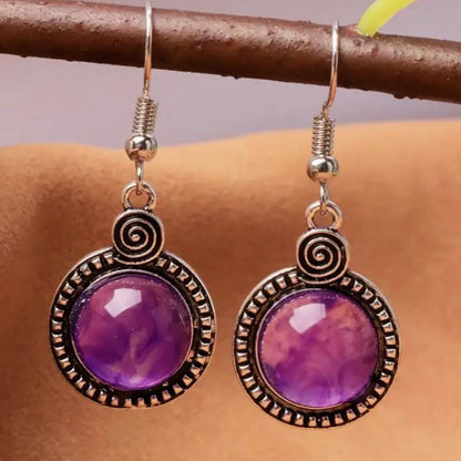 Retro Round Zircon Earrings