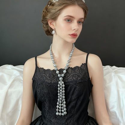 Elegant Pearl Sweater Chain Set