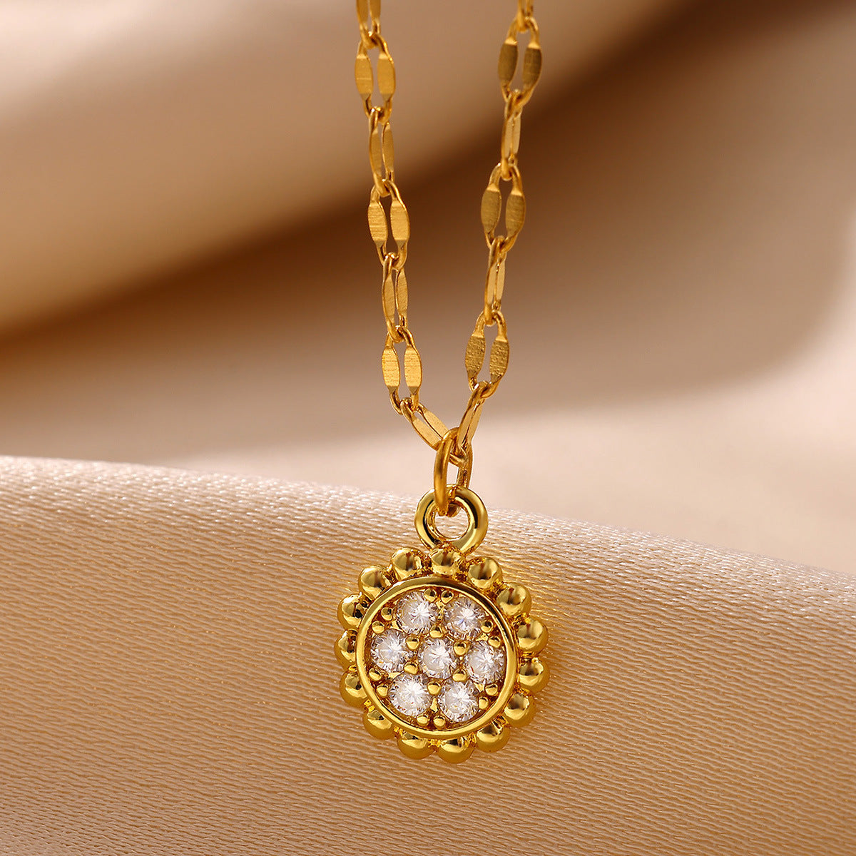 Gold-Plated Zircon Pendant Necklace