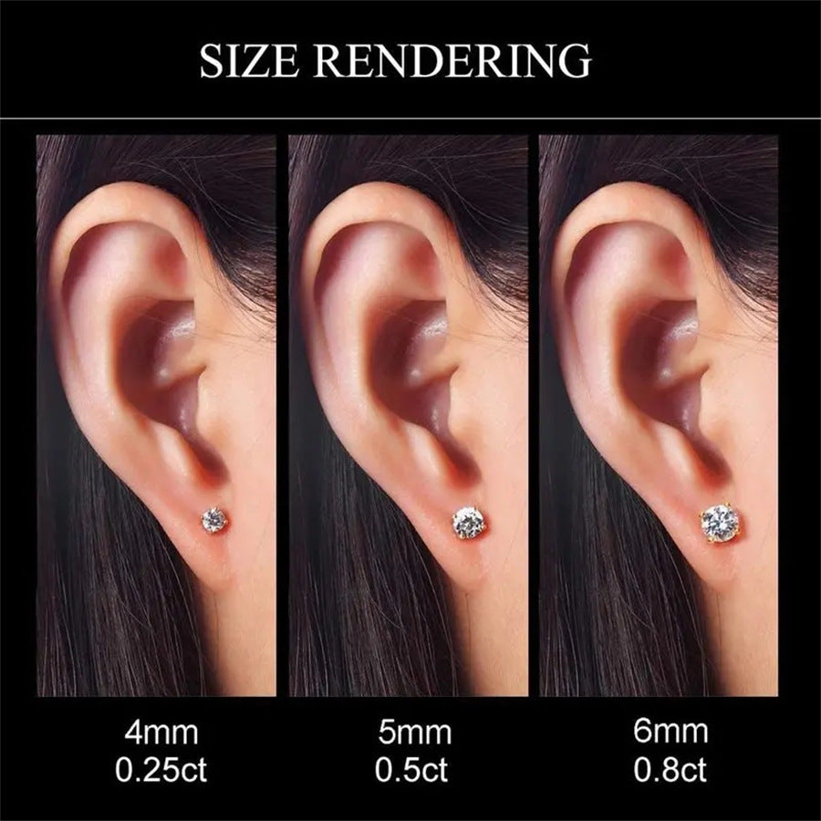 3A Zircon Earrings Stud Piercing Jewelry Three-Pair Set
