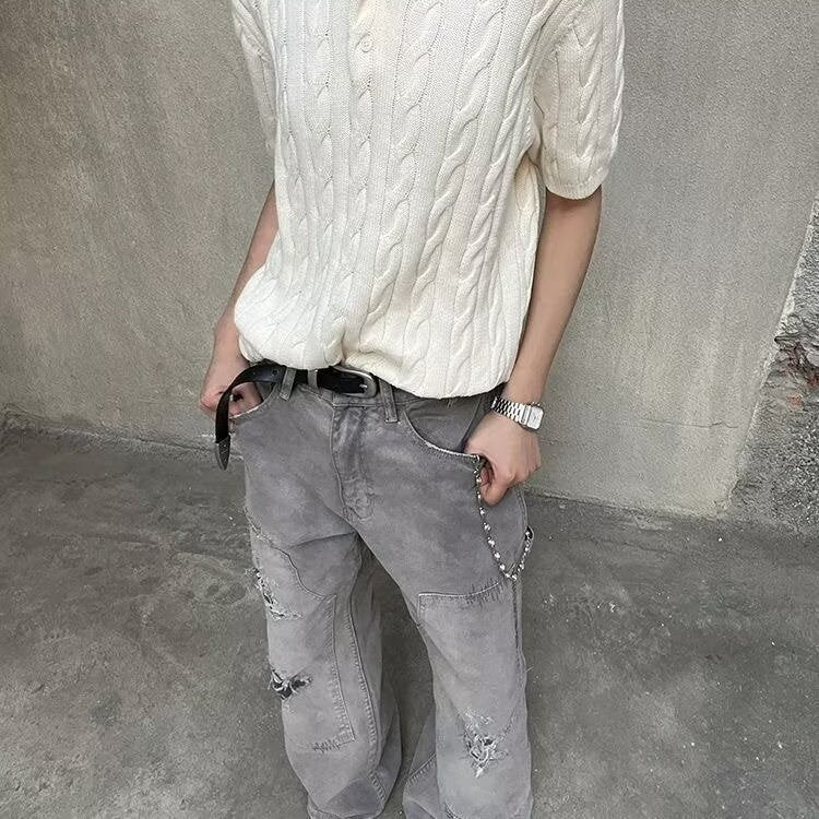 Men’s Linen-Textured Knit Polo Shirt