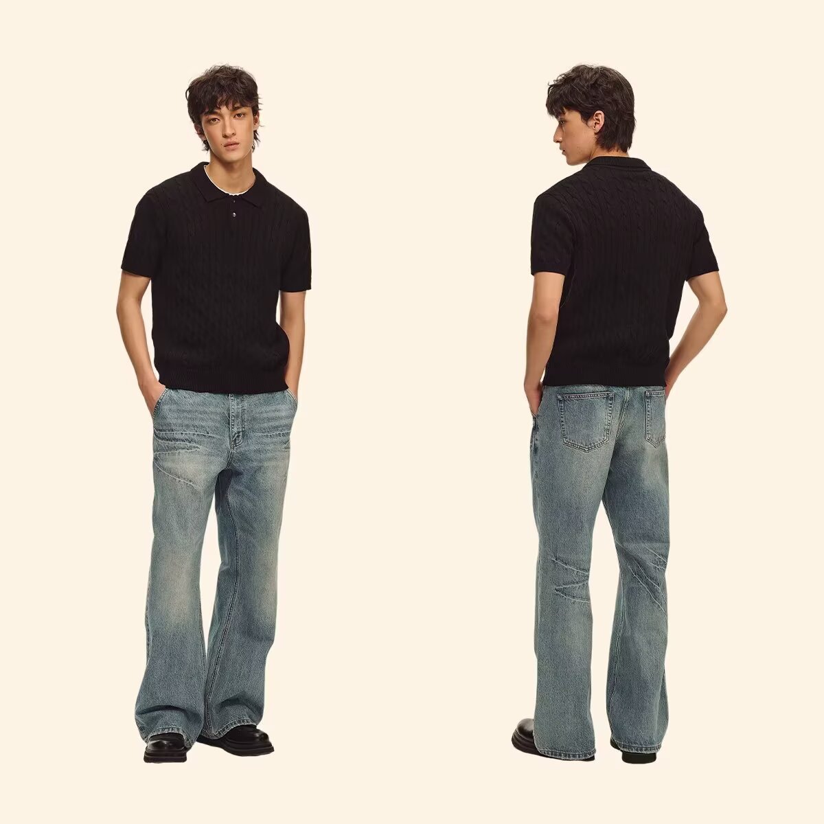 Men’s Linen-Textured Knit Polo Shirt