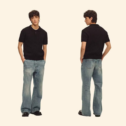 Men’s Linen-Textured Knit Polo Shirt