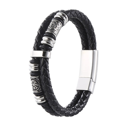 Double-Layer Viking Leather Bracelet
