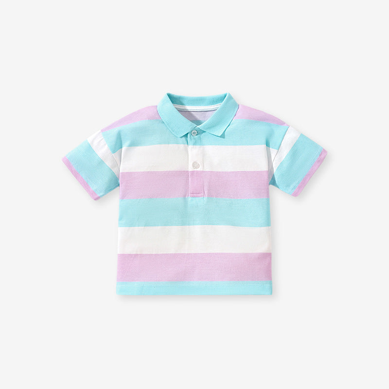 Boys Striped Short Sleeve Polo