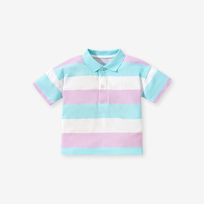 Boys Striped Short Sleeve Polo