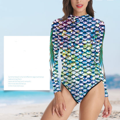 Mermaid Long-Sleeve One-Piece Swimsuit