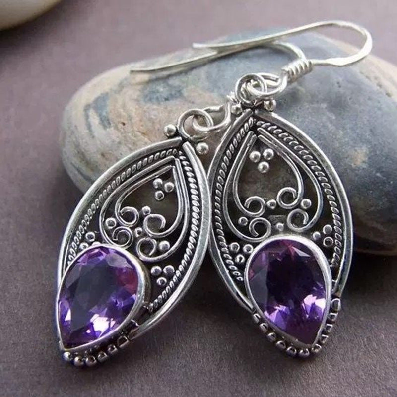 Retro Round Zircon Earrings