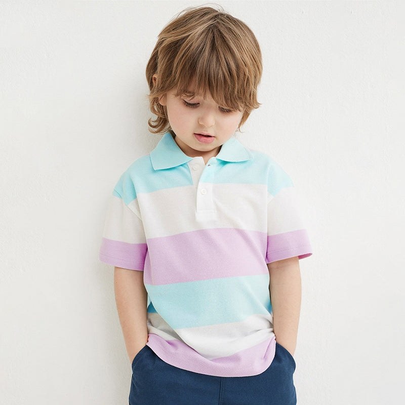 Boys Striped Short Sleeve Polo