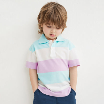 Boys Striped Short Sleeve Polo
