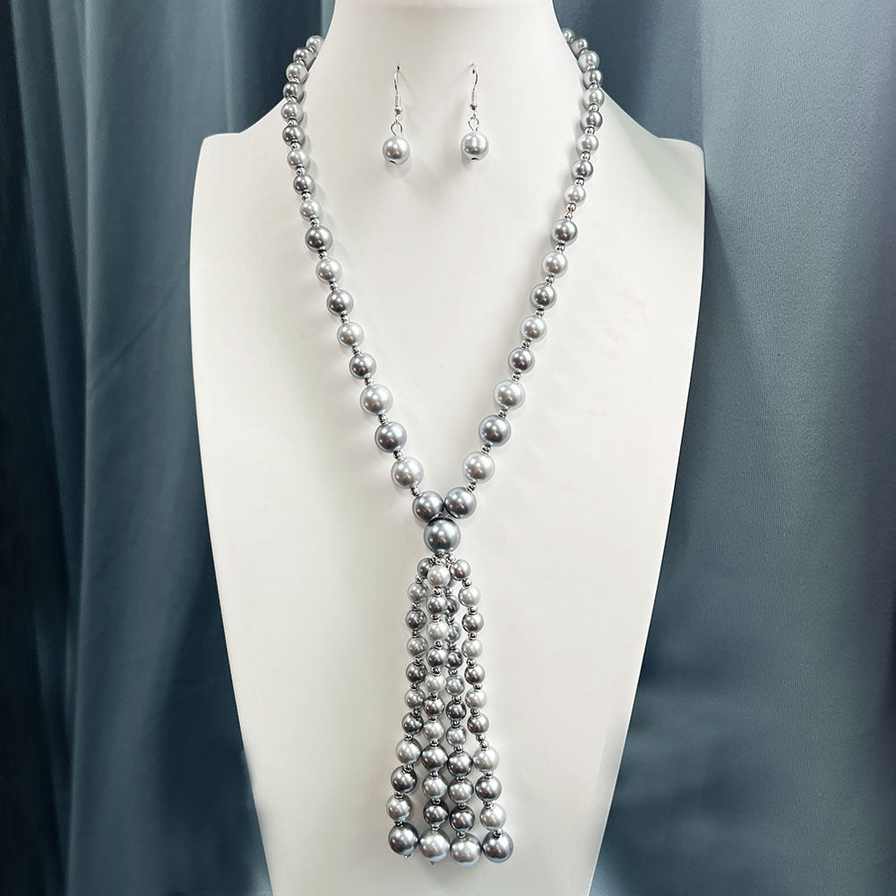 Elegant Pearl Sweater Chain Set