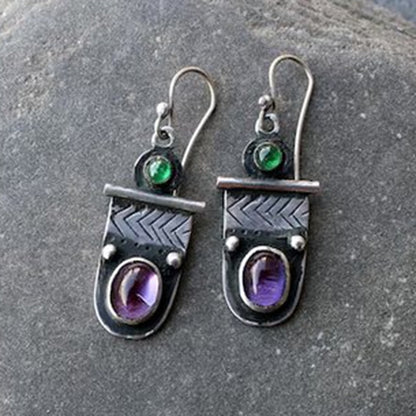Retro Round Zircon Earrings