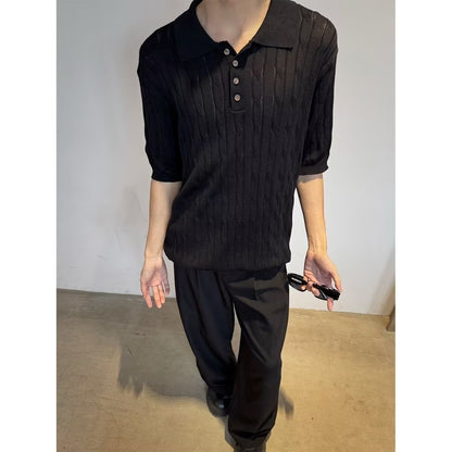 Men’s Linen-Textured Knit Polo Shirt