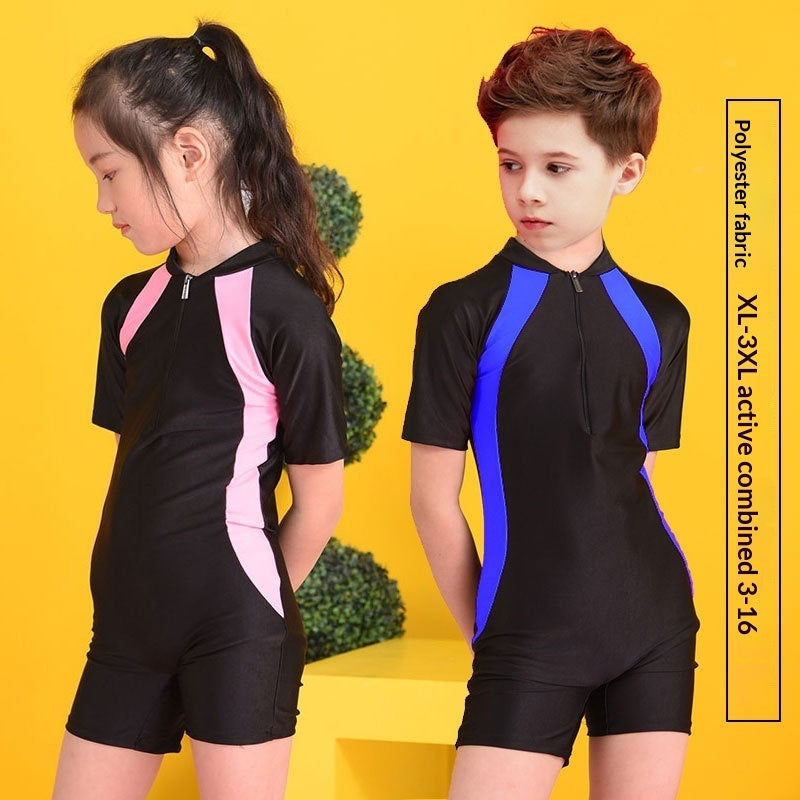 Kids Short Sleeve One-Piece Swimwear