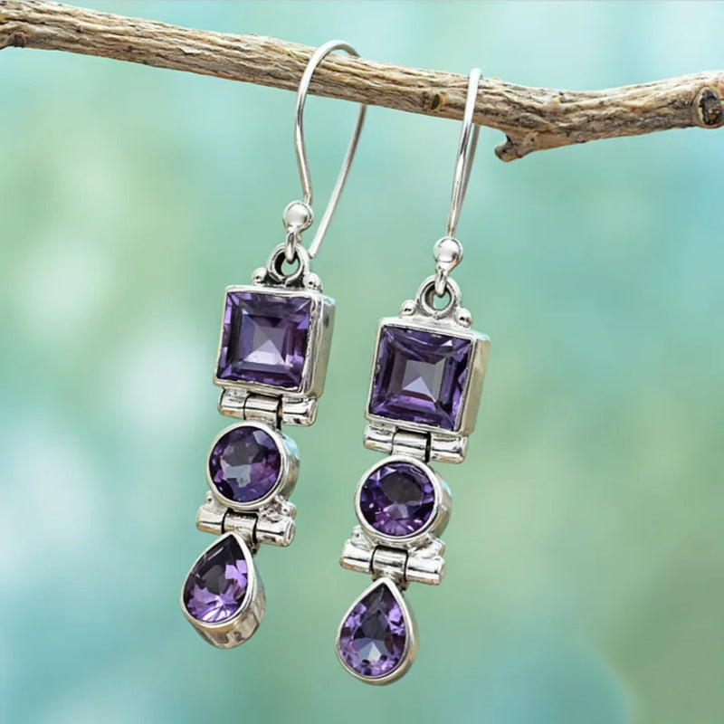 Retro Round Zircon Earrings