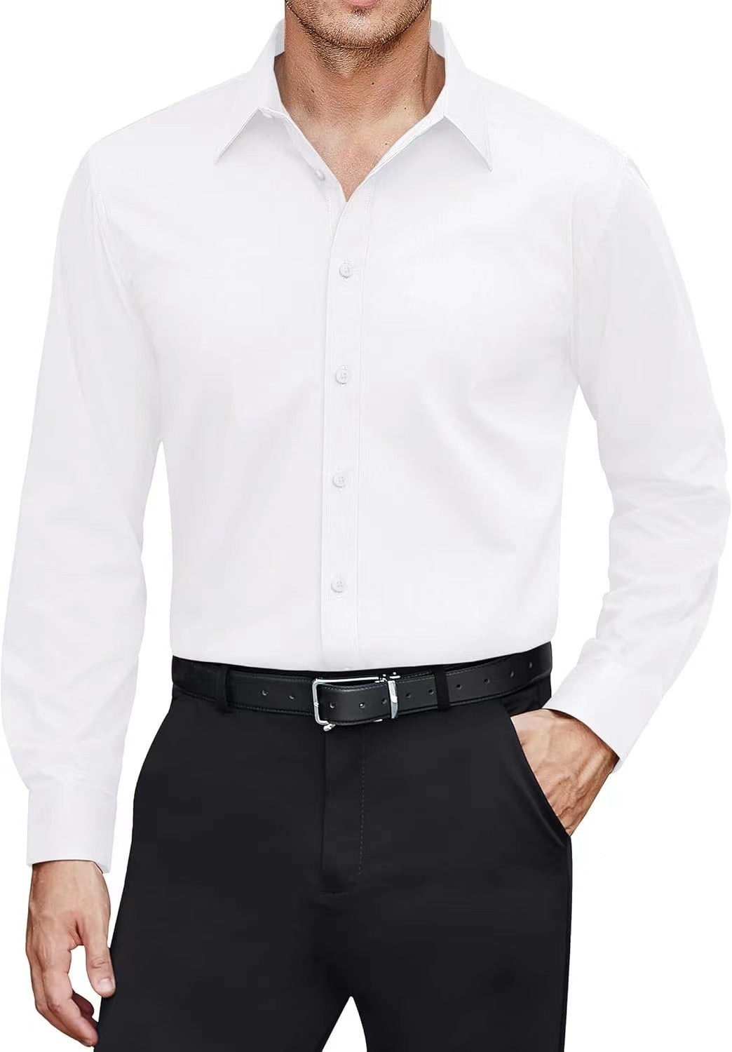 Men’s Solid Color Button-Up Shirt