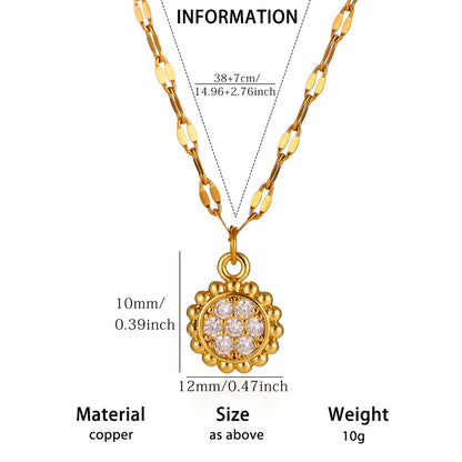 Gold-Plated Zircon Pendant Necklace