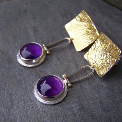 Retro Round Zircon Earrings