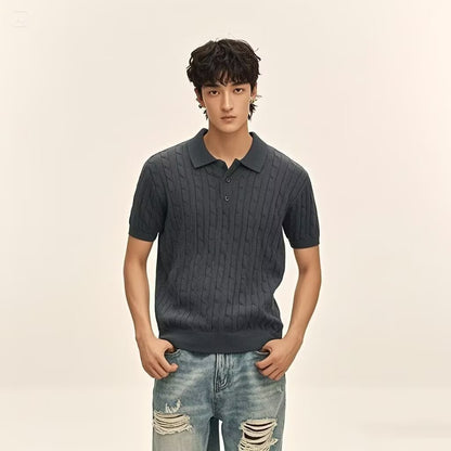 Men’s Linen-Textured Knit Polo Shirt
