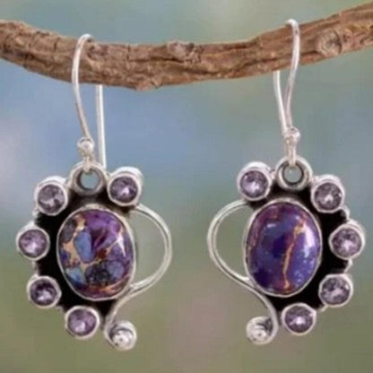 Retro Round Zircon Earrings